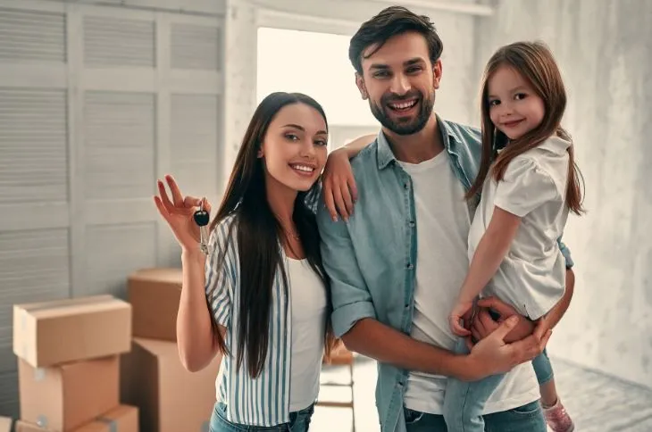 Family is happy after move